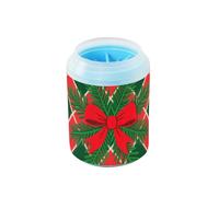 miaozhen Merry Christmas - Estación de limpieza de patas de barro reutilizable con patrón a cuadros rojo y verde, cepillo de silicona suave para mascotas, suministros de aseo para perros y gatos de