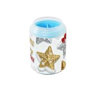 miaozhen Merry Christmas Golden Stars - Vaso limpiador de patas de mascotas reutilizable con cepillo de silicona suave, kit de limpieza de pies de mascotas, adecuado para perros pequeños, medianos y
