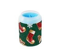 miaozhen Merry Christmas in Green Leopard - Limpiador portátil de patas de perro, cepillo de silicona, kit de limpieza de pies suave, limpia suavemente las patas después de los paseos, accesorios para