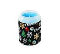 miaozhen Merry Christmas - Limpiador de pies de mascotas reutilizable con cepillo de silicona suave con lentejuelas doradas, kit de limpieza de patas para perros y gatos