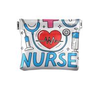 miaozhen Monedero de piel sintética azul de dibujos animados con elementos de médico, mini bolsa de maquillaje para mujer, Doctor Nurse Elements Cartoon Blue, 1 size