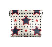 miaozhen Monedero pequeño de cuero con diseño de estrellas y lunares color rojo vino, práctico organizador de llaves para mujer, monedero chico para monedas, rojo vino (Wine Red Stars Dot Dark Blue),