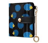 miaozhen Monedero plegable para mujer, diseño de erizo africano, Blu Ray, de piel sintética, color negro