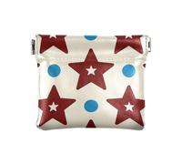 miaozhen Monederos de cuero para mujer, diseño de estrellas, color rojo vino, lunares y azul claro, práctico monedero con cierre para mujer, rojo vino (Wine Red Stars Dot Light Blue), 1 size