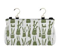 miaozhen Monster Animals - Organizador de almacenamiento para cama con diseño de animales de color caqui sobre blanco, bolsa de almacenamiento para control remoto de TV, teléfonos, revistas, tabletas