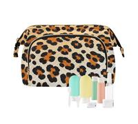 miaozhen Neceser de piel de guepardo marrón portátil para mujer, cartera para dinero en efectivo, kit de viaje, organizador de maquillaje, piel de guepardo marrón, Moderno