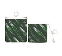 miaozhen Old Style Wolverine Scratch Scratch - Organizador de caramelos de plástico transparente verde neón con tapa, artículos esenciales de baño, cubo de almacenamiento decorativo para hisopos de