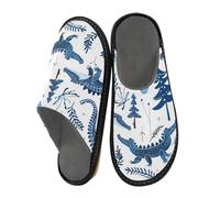 miaozhen Pantuflas para mujer, color índigo, juguetón, cocodrilo, para interiores, pantuflas para mujer, pantuflas de espuma viscoelástica, pantuflas de casa para mujer, pantuflas de cama 8.5