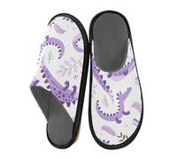miaozhen Pantuflas para mujer, diseño de cocodrilos de lavanda, para interiores, de espuma viscoelástica, para el hogar, pantuflas acogedoras para mujer, talla 5.5