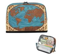 miaozhen Portalápices de gran capacidad, bolsa de cosméticos con cremallera para enfermera, universidad, mapa del mundo antiguo, lapiceras para niños