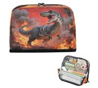miaozhen Portalápices vertical de gran capacidad, bolsa de almacenamiento resistente para bolígrafos de papelería para hombres, viajes, fuego, dinosaurio, rugido, cartucheras escolares para lapices