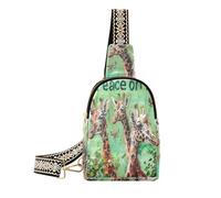 miaozhen Riñonera cruzada multiusos para viajes, diseño de jirafa en la tierra, con pintura al óleo, color verde, Pintura al óleo Jirafa Paz en la Tierra Verde Suave, 1 Size
