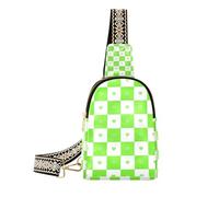 miaozhen Riñonera impermeable a cuadros de búfalo de moda para mujer, bolsa cruzada para viajes, Buffalo Plaid Check Heart Green, Bolsos cruzados