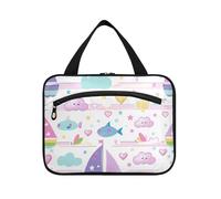 miaozhen Sailboat Island - Neceser colgante de viaje para hombre con gancho, diseño lavable para mujer, porta cosméticos mujer para cartera L, Velero, dibujos animados de isla, Moderno