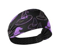 miaozhen Sombrero de bruja de Halloween negro que absorbe la humedad, diademas grandes para mujer, cabeza elástica para gimnasio, yoga, entrenamientos, diademas para ni? as
