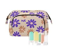 miaozhen Style Russia - Bolsa de cosméticos para mujer, diseño de flores, color marrón y violeta