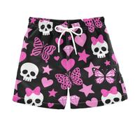 miaozhen Traje de baño para niño de secado rápido 2T, Doodles Skull Print Star Pink, 4 años