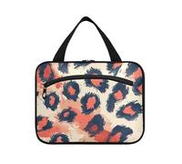 miaozhen Trending - Bolsas de viaje colgantes de piel de leopardo rojo y negro para mujer con gancho, diseño de moda para viajeros, estuche de maquillaje para mujer, talla L, Tendencia de piel de