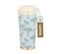 miaozhen Vasos de viaje de café con diseño de jirafa de animales para mujer, con tapas, aislados, acero inoxidable, para bebidas calientes y frías, 17 onzas, a prueba de fugas