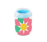 miaozhen Vector Flower Blue and Pink Colorful - Taza portátil de limpieza de patas con cepillo de silicona suave para mascotas, suministros de aseo para gatos y perros, limpiador de patas para perros