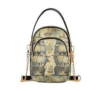 miaozhen Vintage Ocean Sailboat Ocean Map - Bolso cruzado pequeño con múltiples bolsillos para mujer para adultos mariconera para mujer