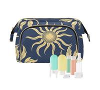 miaozhen William Morris Style Design Sun Dark Blue - Estuche de almacenamiento portátil para joyas, para viajes, baño, maquillaje, Diseño de estilo William Morris Sun Dark Blue, Moderno