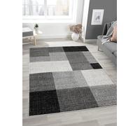 Mia's Mosaix - Alfombra Moderna de Pelo Corto Poeta para salón y Dormitorio, Corte de Contorno, patrón geométrico a Cuadros, Color Gris, 120 x 160 cm