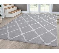 Mia's Teppiche Anna - Alfombra para salón, Pelo Corto, 200 x 290 cm, Color Gris rombo