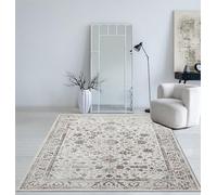 Mia's Teppiche Cielo - Alfombra Moderna de Pelo Corto y denso, para salón, Dormitorio, Elegante Brillo, Fibra Brillante, Efecto de Pluma, Color Crema, 240 x 340 cm
