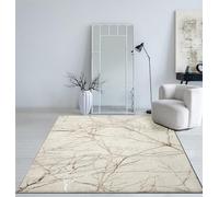 Mia's Teppiche Cielo - Alfombra Moderna y densa, de Pelo Corto, para salón, Dormitorio, Elegante Brillo, Fibra Brillante, Efecto de Pluma, Color Crema, 120 x 170 cm