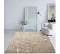 Mia's Teppiche Cielo - Alfombra Moderna y densa, de Pelo Corto, salón, Dormitorio, Elegante Brillo, Fibra Brillante, Efecto de Pluma, Color Beige, 120 x 170 cm