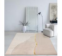 Mia's Teppiche Cielo - Alfombra Moderna y densa, de Pelo Corto, salón, Dormitorio, Elegante Brillo, Fibra Brillante, Efecto de Pluma, Color Crema, 140 x 200 cm