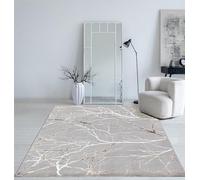 Mia's Teppiche Cielo - Alfombra Moderna y densa, de Pelo Corto, salón, Dormitorio, Elegante Brillo, Fibra Brillante, Efecto de Pluma, Color Gris, 140 x 200 cm