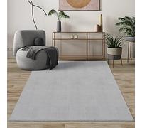 Mia's Teppiche Comfort, Alfombra Moderna de Pelo Corto y Suave, Antideslizante, Lavable hasta 30 Grados, súper Suave, Aspecto de Piel, Gris, 140 x 200 cm Oval