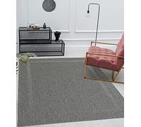 Mia's Teppiche Lara - Alfombra Robusta para Exteriores, Resistente a la Intemperie y a los Rayos UV, para Balcones, terrazas e invernaderos, Tejido Plano, Antracita D2, 60 x 110 cm