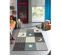 Mia's Teppiche Marie - Alfombra Infantil, Alfombra habitación Infantil, niño y niña, Pastel, Moderna, a Cuadros, Lunares, Estrellas, Color:Azul, 160x230 cm