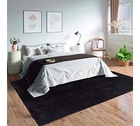 Mia's Teppiche Olivia Alfombra de salón de Pelo Corto Suave (19 mm), Antideslizante, Poliéster, Negro, 120x160 cm