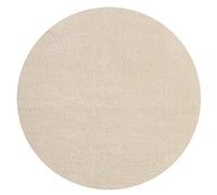 Mia's Teppiche Olivia - Alfombra para salón, Color Beige, 120 x 120 cm, Redonda, Moderna, Suave, Monocolor, mullida, Pelo Corto (19 mm), Antideslizante, Lavable hasta 30 Grados, 100% poliéster, 15 cm
