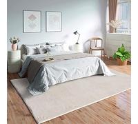 Mia's Teppiche Olivia - Alfombra para salón, Color Crema, 240 x 340 cm, Moderna, Suave, Monocolor, mullida, Pelo Corto (19 mm), Antideslizante, Lavable hasta 30 Grados, 100% poliéster