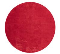 Mia's Teppiche Olivia - Alfombra para salón, Color Rojo, 200 x 200 cm, Redonda, Moderna, Suave, Monocolor, mullida, Pelo Corto (19 mm), Antideslizante, Lavable hasta 30 Grados, 100% poliéster, 15 cm
