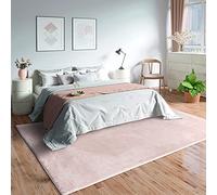 Mia's Teppiche Olivia - Alfombra para salón, Color Rosa, 240 x 340 cm, Moderna, Suave, Monocolor, mullida, Pelo Corto (19 mm), Antideslizante, Lavable hasta 30 Grados, 100% poliéster