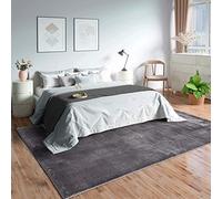 Mia's Teppiche Olivia - Alfombra para salón/Dormitorio, Lavable, 80 x 150 cm, Color Gris Oscuro