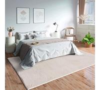 Mia's Teppiche Olivia Alfombra de salón de Pelo Corto Suave (19 mm), Antideslizante, Poliéster, Beige, 120 x 170 cm
