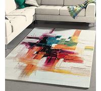 Mia's Teppiche "Smaragd - Alfombra Moderna - con un Colorido diseño de Pinceladas, 80x150 cm