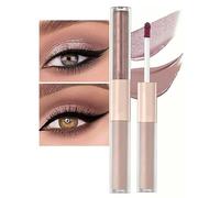 MiaSarah Sombra de ojos líquida rosa mate de doble punta con purpurina, sombra de ojos metálica, base de secado rápido, impermeable, larga vida útil alta