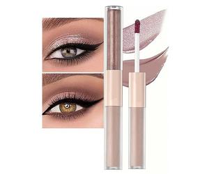 MiaSarah Sombra de ojos líquida rosa mate de doble punta con purpurina, sombra de ojos metálica, base de secado rápido, impermeable, larga vida útil alta