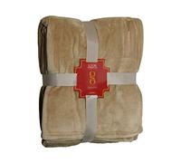 miasuite i sogni italiani Manta de Invierno de Forro Polar, hipoalergénica, 130 x 160 cm, Efecto Terciopelo Brillante, diseño Elegante, Suave al Tacto, Lavable a máquina, Color Beige