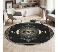 MIATCENRT Alfombra Redonda 100cm, Antideslizante Lavables en Alfombras Ojo De Fase Lunar Retro Misterioso Lavadoran Pelo Corto Tapetes Salon Habitacion Pie de Cama Salón Comedor