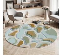 MIATCENRT Alfombra Redonda Antideslizante Acogedora, Estilo Geometría 3D con Estampados Bloques De Color Irregulares Abstractos, para Dormitorio Apartamento Dormitorio, Lavable Pila Baja 100cm