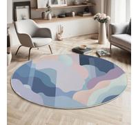 MIATCENRT Alfombra Redonda Antideslizante Acogedora, Estilo Resumen del Minimalismo con Estampados Bloques De Color Geométricos, para Dormitorio Apartamento Dormitorio, Lavable Pila Baja 100cm
